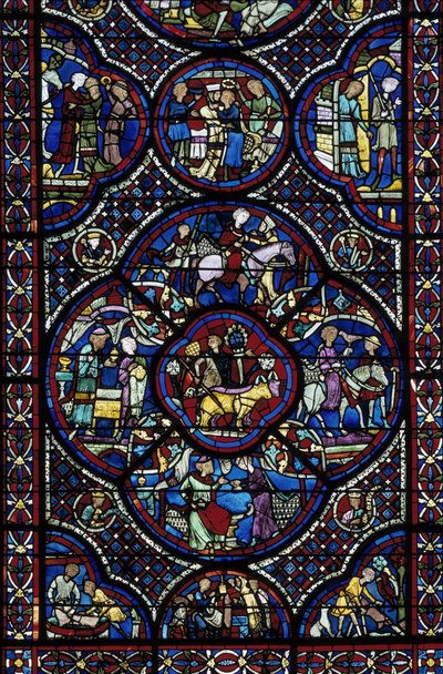 Gotické umění: život zázračného dítěte. Vitráže ambulantní katedrály Saint Etienne de Bourges (Loir et Cher) od Unbekannt