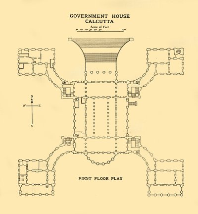 Government House Kalkata - Plán prvního podlaží, 1925. od Unbekannt