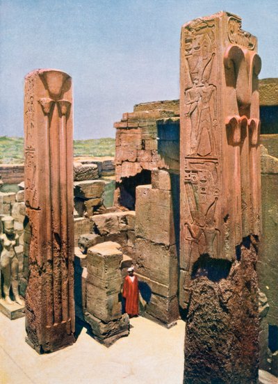 Žulové sloupy s výzdobou lotosu a papyru, chrám Amun-Re, Karnak, Egypt, 20. století od Unbekannt