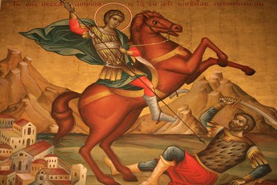 Řecká pravoslavná ikona zobrazující svatý Dimitrios Thessalonique Grece od Unbekannt