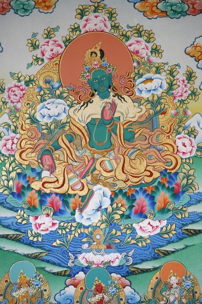 Zelená Tara, symbol prosperity. Klášter Kopan, Káthmándú, Nepál od Unbekannt