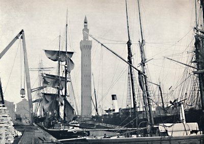 Grimsby - Pohled na doky, s hydraulickou věží, 1895 od Unbekannt
