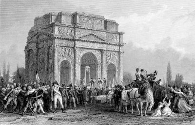 Gilotina postavená pod obloukem Marius v Orange, Francie, Francouzská revoluce, 1793-1794 od Unbekannt