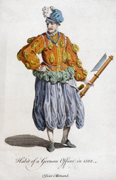 Zvyk německého důstojníka v roce 1588 18. stol od Unbekannt