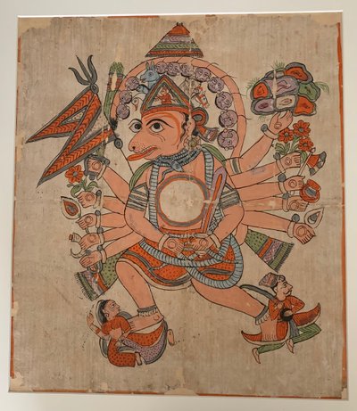 Hanuman ve své tantrické pětihlavé formě Pancha Mukha, ca. koncem 19. století. od Unbekannt