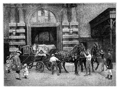 Zapřáhnutí černých koní v Royal Mews, Buckinghamský palác, Londýn, c1888 od Unbekannt