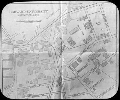 Mapa kampusu Harvardské univerzity, Cambridge, Massachusetts, USA, konec 19. nebo začátek 20. století od Unbekannt