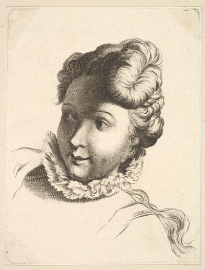 Hlava ženy na rukávu, z Livre de Têtes Gravées dapres F. Boucher et ..., 18. století. od Unbekannt