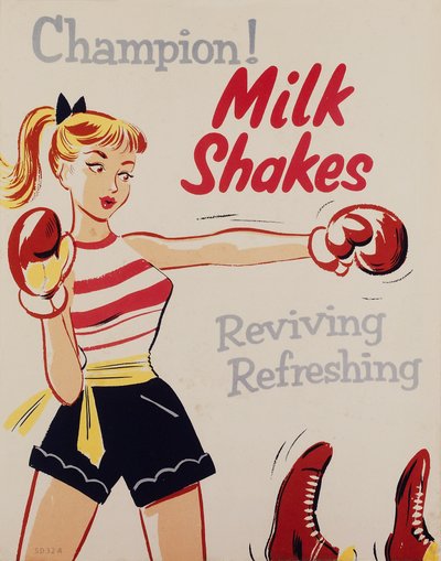 Zdravotní výchova ïChampion! Milkshakes, plakát, c 1955-1960 od Unbekannt