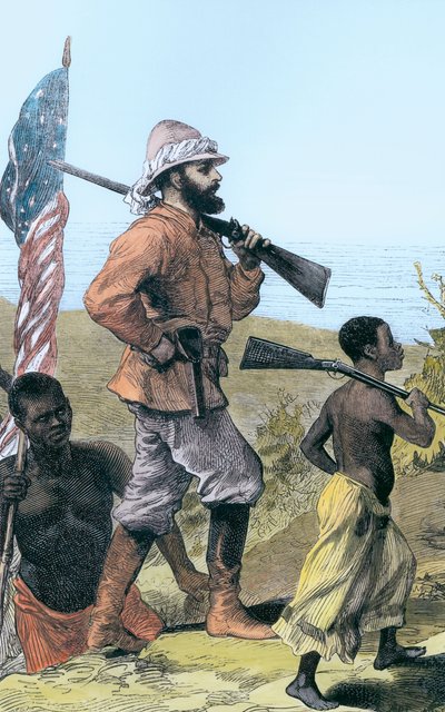 Henry Morton Stanley se blíží k jezeru Tanganika, Afrika, 19. století od Unbekannt