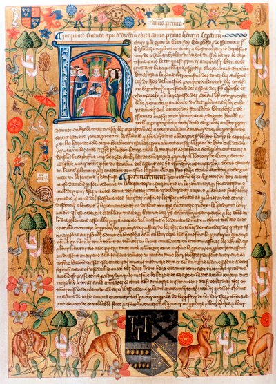První akt parlamentu Jindřicha VII. s počátečním portrétem krále z konce 80. let 14. století od Unbekannt