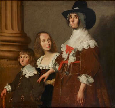 Hester Tradescant a její nevlastní děti, John a Frances, c1644 od Unbekannt