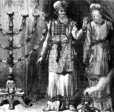 Velekněží, ukazující efod a plátěná roucha, c1880 od Unbekannt