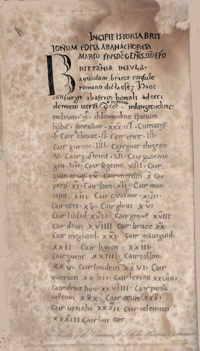 Historie Britů od Nennia První strana rukopisu, 11. století od Unbekannt
