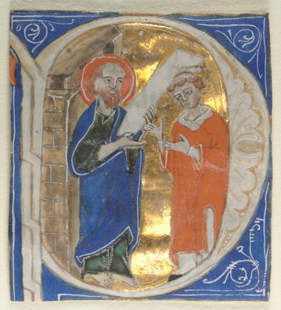 Historiated Initial Excised from a Bible: St. Paul and a cleric, 1200s. od Unbekannt