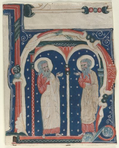 Historická iniciála H vyjmuta z antifonáře: SS. Paul the Hermit and Anthony, c1200-1230. od Unbekannt