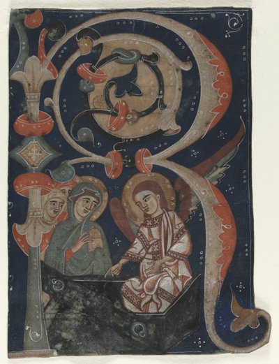 Historiated Initial R Excision from a Graduál: The Three Marys at the Tomb, c. 1200-1230. od Unbekannt