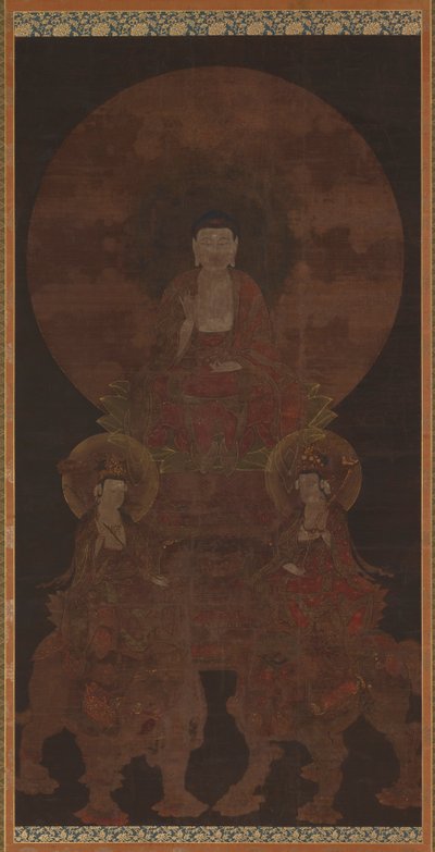 Historický Buddha Šákjamuni s bódhisattvami Fugen..., období Muromači, 15. století. od Unbekannt
