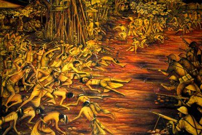 Dějiny; koloniální vláda; malování; bitva; boj Nizozemců proti Balijcům v roce 1908; muzeum v paláci Taman Gili; Klungkung; Semarapura; Bali; Indonésie; Jihovýchodní Asie; Asie od Unbekannt