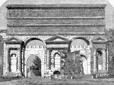Dějiny starověkého Říma. Římské rytiny z roku 1872 Porta Maggiore nebo Porta Nevia od Unbekannt