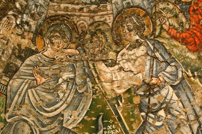 Koptský klášter Svaté Panny a svatého Jana Kame: freska z 9. století: Zvěstování Egypta od Unbekannt