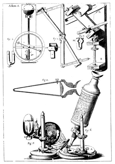 Hookesův mikroskop s kondenzorem pro koncentraci světla, 1665 od Unbekannt