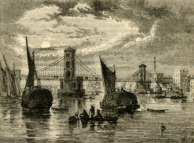 Hungerford Suspension Bridge, 1850, 1881. od Unbekannt
