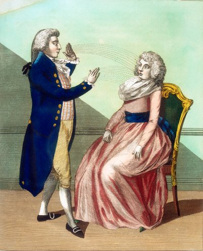 Hypnotizér hypnotizující pacienta, c1795 od Unbekannt