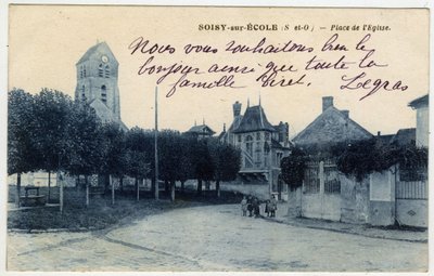 Ile de France, Essonne (91), Soisy sur Ecole (Soisy-sur-Ecole): Kostelní náměstí - Pohlednice konec 19.-začátek 20. století od Unbekannt