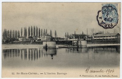 Ile de France, Val de Marne, Creteil: pohled na starou přehradu na Marně - pohlednice z roku 1904 od Unbekannt
