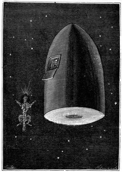 Ilustrace ze Země na Měsíc od Julese Verna, 1865 od Unbekannt