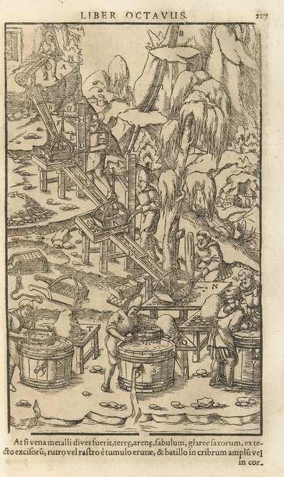 Ilustrace z De re metallica libri XII od Georgiuse Agricoly, 1556 od Unbekannt
