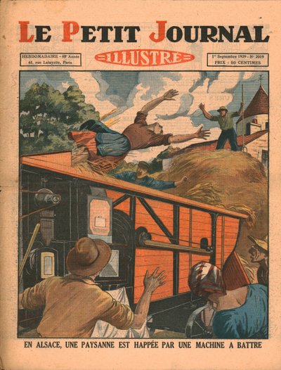 V Alsasku je v roce 1929 chycena rolnička v mlátičce. od Unbekannt