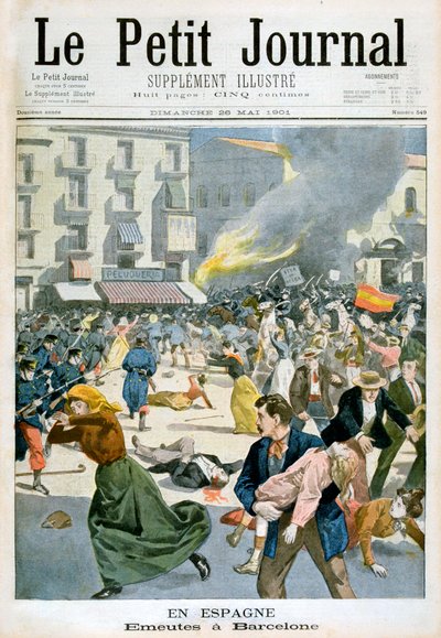 Ve Španělsku vypuknou nepokoje v Barceloně v roce 1901 od Unbekannt