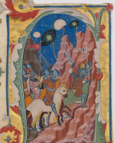 Iniciála A s bitvou u Maccabees, ca. 1360-70. od Unbekannt