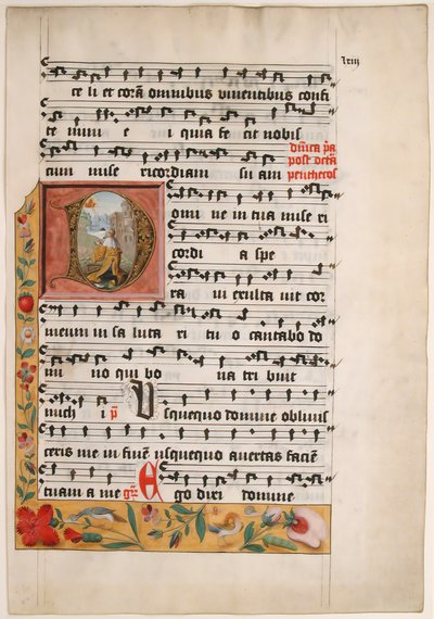 Iniciála D s králem Davidem, z cisterciáckého graduálu, ca. 1524. od Unbekannt