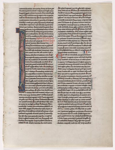 Iniciála I: Propletené zvíře a had: List z Bible 2 ze 2 vyříznutých listů, c. 1225-1250. od Unbekannt