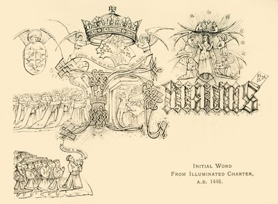 Počáteční slovo z Illuminated Charter, A.D. 1446, 1911. od Unbekannt