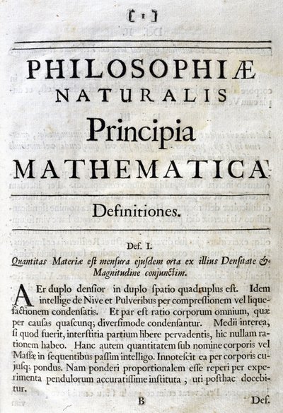 Uvnitř titulní stránky Newtonovy „Principia Mathematica“ od Unbekannt