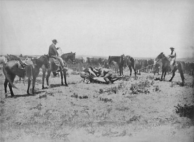 Inspecting a Brand on the Prairies, c1897. od Unbekannt