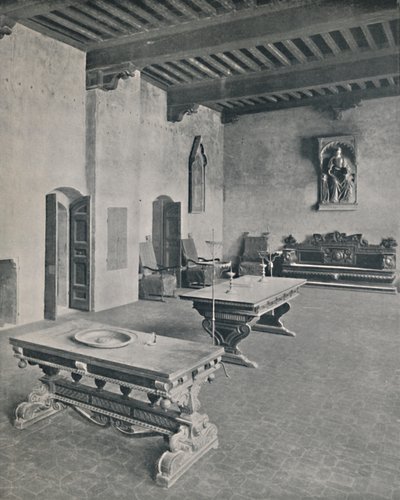 Interiér Palazzo Davanzati, Florencie. Se dvěma tabulkami ze 16. století, 1928 od Unbekannt