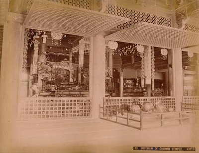 Interiér chrámu Chionin, Kioto, c1890-1900 od Unbekannt