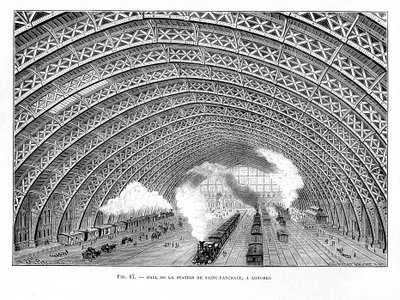 Interiér nádraží St Pancras, Londýn, 1865 od Unbekannt