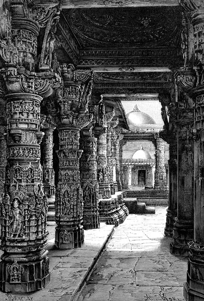 Interiér chrámu Jaina, Mount Abu, Rádžasthán, Indie, 1895 od Unbekannt