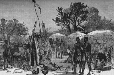 Interiér Zuli Kraal na řece Tugela, c1880 od Unbekannt