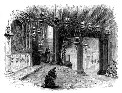 Interiér kaple Narození Páně, Betlém, c1888 od Unbekannt