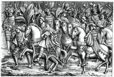 Rozhovor mezi Františkem I. a Jindřichem VIII., na poli zlatého plátna, 1520, 1870 od Unbekannt