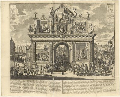 Investiční schémata: Pamětní oblouk postavený na pohřebišti zničených akcionářů, 1720. od Unbekannt