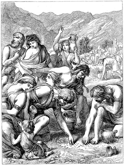 Izraelité v poušti sbírající mannu, která spadla z nebe, 1869 od Unbekannt