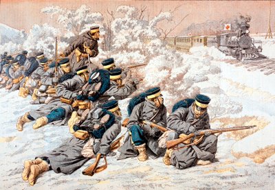 Japonská střelba na vlak ruského Červeného kříže, rusko-japonská válka, 1904 od Unbekannt